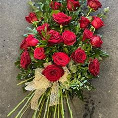 Red rose tied sheaf