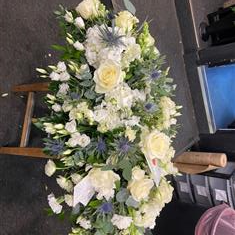 Soft white and blue spray